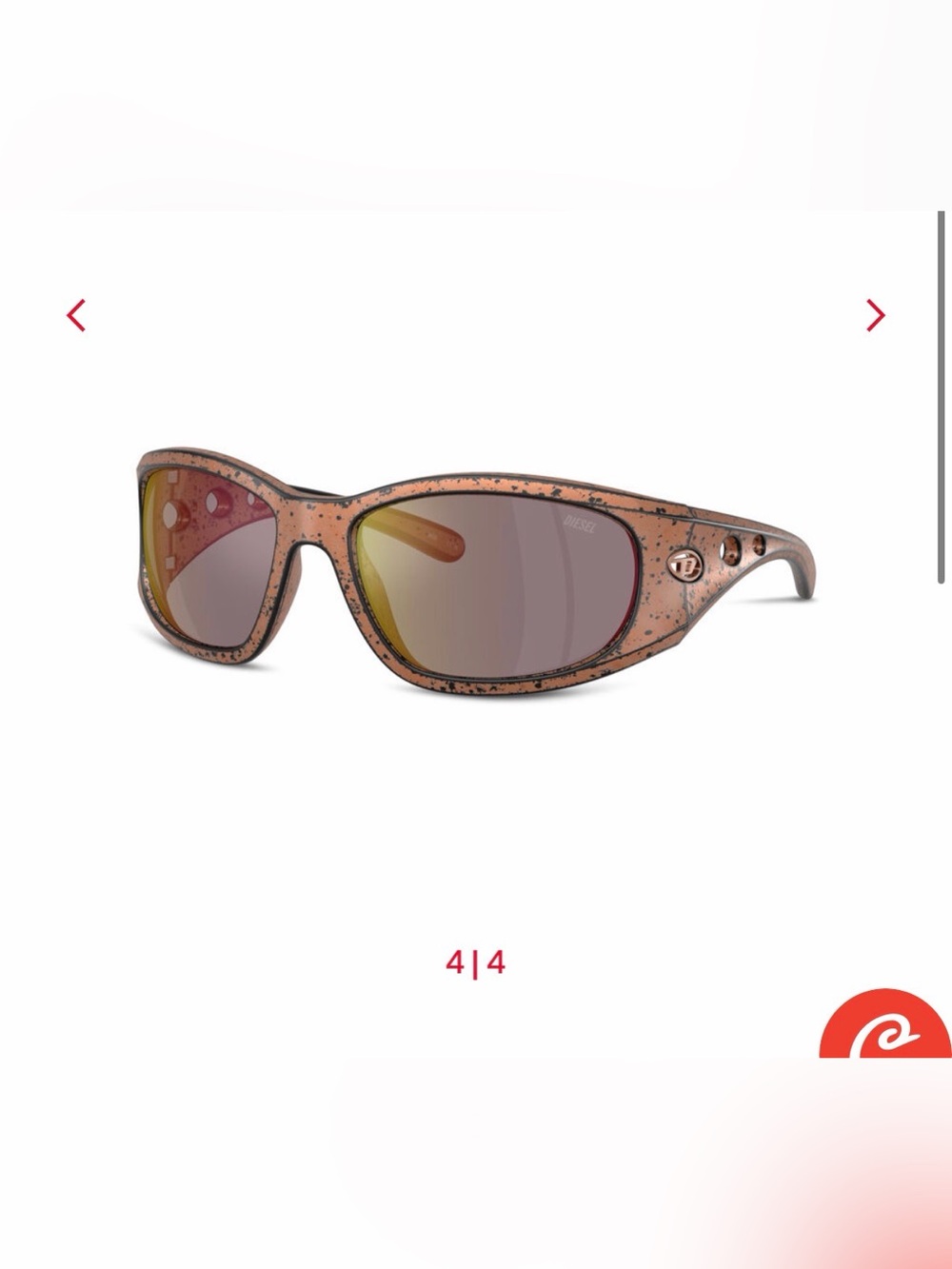 New Diesel Copper Speckle Mirrored Wrap rectangle Sunglasses